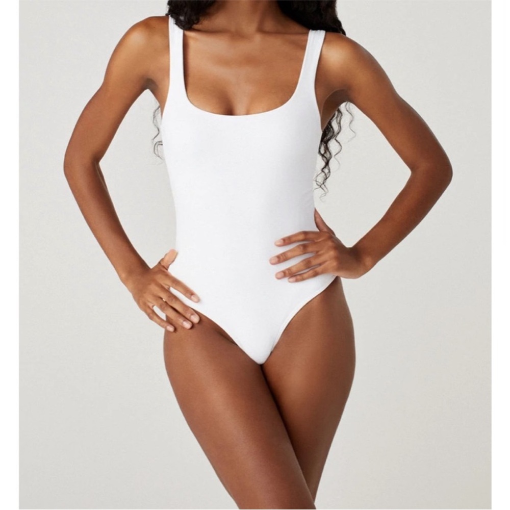 CLYQUE The Label Sheera Medium white nylon thong tank bodysuit